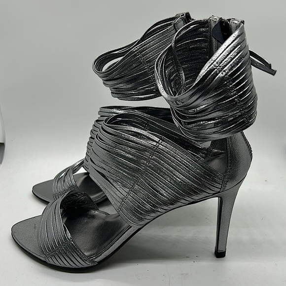 LK Bennet Black Ribbon NWT “Arianna” Silver Stiletto Heel Shoes *Sz 37/US 6*🔥🔥 - Picture 4 of 10